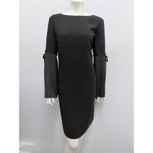 Tahari ASL Sylvia Dress Black Pleated Sleeves NWT $205.00 Stunning Size 10